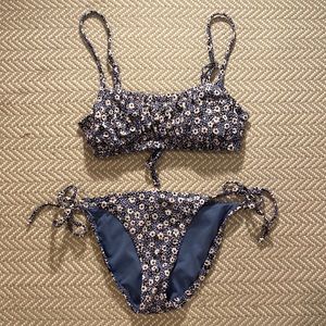 Target blue flower skinny strap bikini set